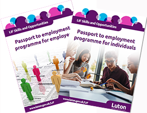 Image showing Luton branded 'Passport to Employment' leaflets