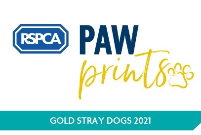 RSPCA PawPrints stray dogs gold 2021 logo