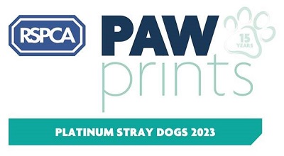 RSPCA PawPrints stray dogs platinum 2023 logo