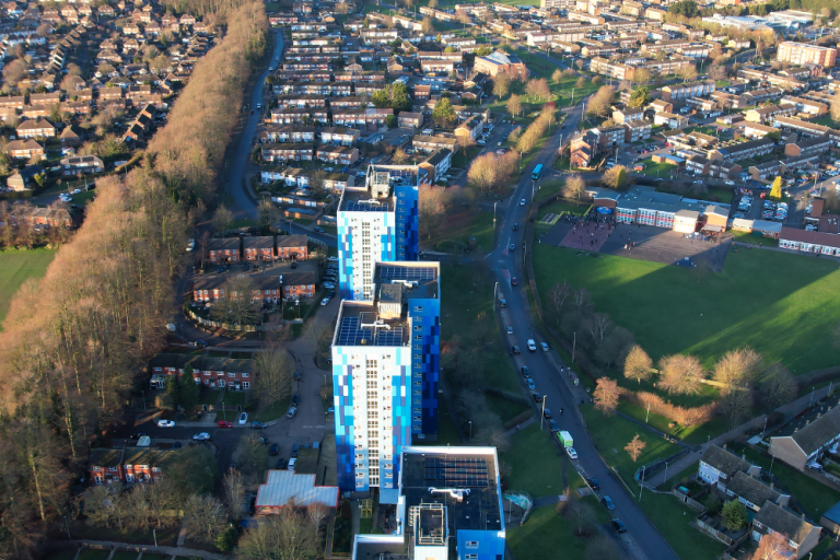 birds eye view of marsh farm