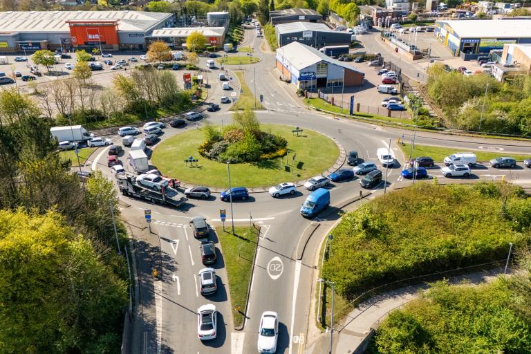 aerial image of hatters way roundabout 
