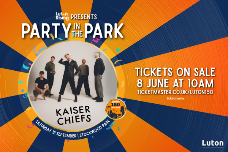 Luton Rising presents Party in the Park, Kaiser Chiefs, Saturday 12 September at Stockwood Park. Tickets go on sale 8 June at 10am on Ticketmaster