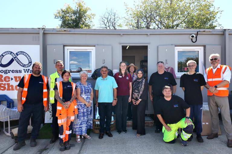 Representatives of the winning projects with staff from Luton Council and SUEZ