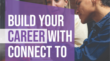 Two people working with text that says build your career with connect to work. 