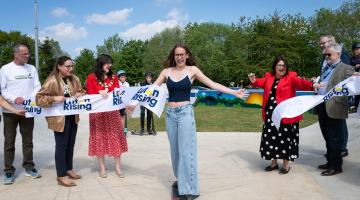 ribbon cutting at opening of wigmore park
