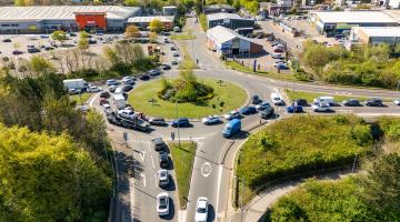 aerial image of hatters way roundabout 
