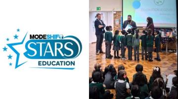 Cllr Amjid Ali Leader of Luton Council presents Modeshift STARS certificate to The Ferrars Academy.