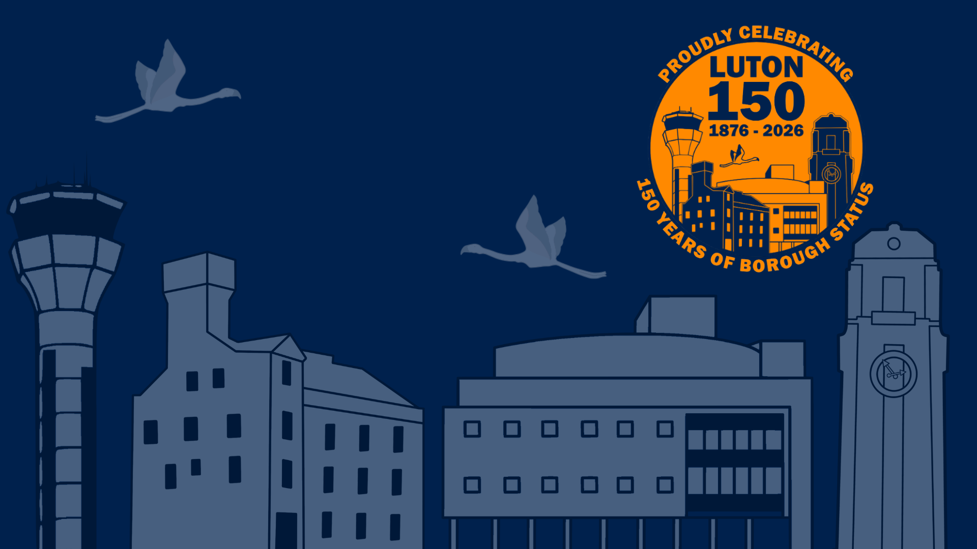 Illustrative drawings of buildings in Luton 