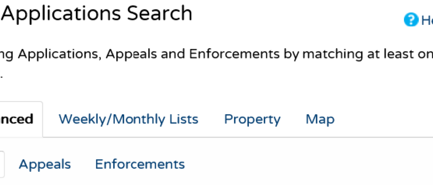 Screenshot of an enforcement search