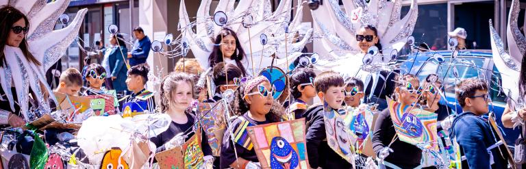 Children standing at Luton festival